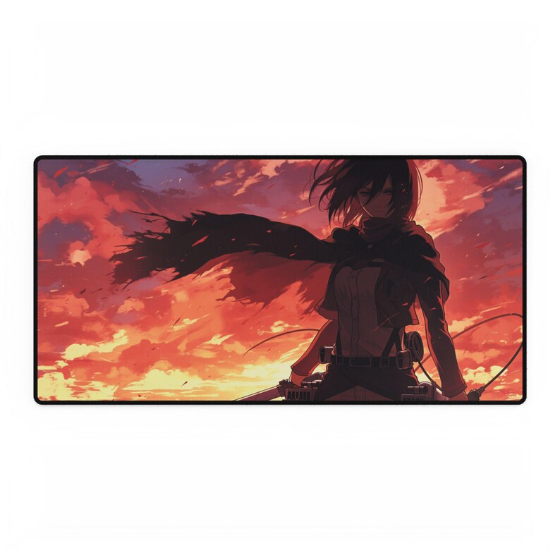 Mikasa Ackerman-muismat | Attack on Titan-bureaumat | Uniek animecadeau | Mikasa Gaming-muismat | Esthetisch bureaukussen | Bureaumat met AOT-thema afbeelding 7