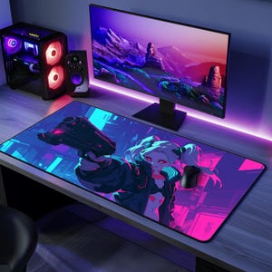 Rebecca Cyberpunk Edgerunners Desk Mat | Stylish Anime Mousepad | Gaming Desk Mat | Minimalist Cyberpunk Decor | Anime Desk Accessory
