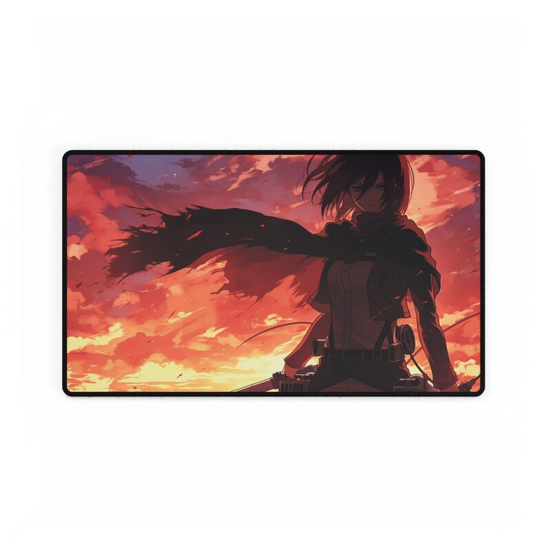 Mikasa Ackerman-muismat | Attack on Titan-bureaumat | Uniek animecadeau | Mikasa Gaming-muismat | Esthetisch bureaukussen | Bureaumat met AOT-thema afbeelding 2