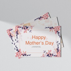 Mother’s Day Card Digital Download | Elegant Floral Printable for Mom | Not Customizable | Instant DIY Gift Idea |Card for Mom