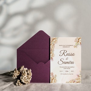 Florale Hochzeitseinladung | Moderne druckbare einladen (Digitaler Download)