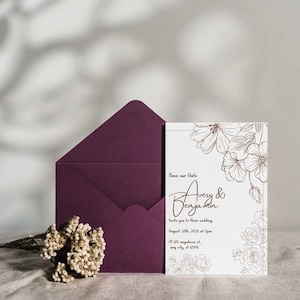Printable Floral Wedding Invitation | Modern Minimalist Design (Digital Download)