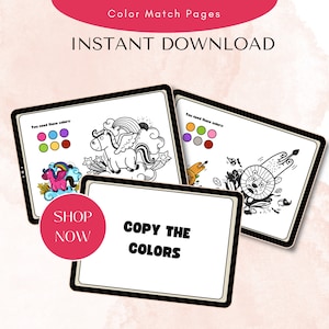 Color Match Malvorlagen | Druckbare Lernaktivität (Digitaler Download)