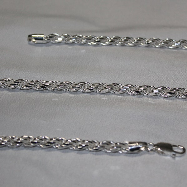 6mm .925 Sterling Silver Italian Rope Chain Necklace – 120 Gauge – Various Lengths