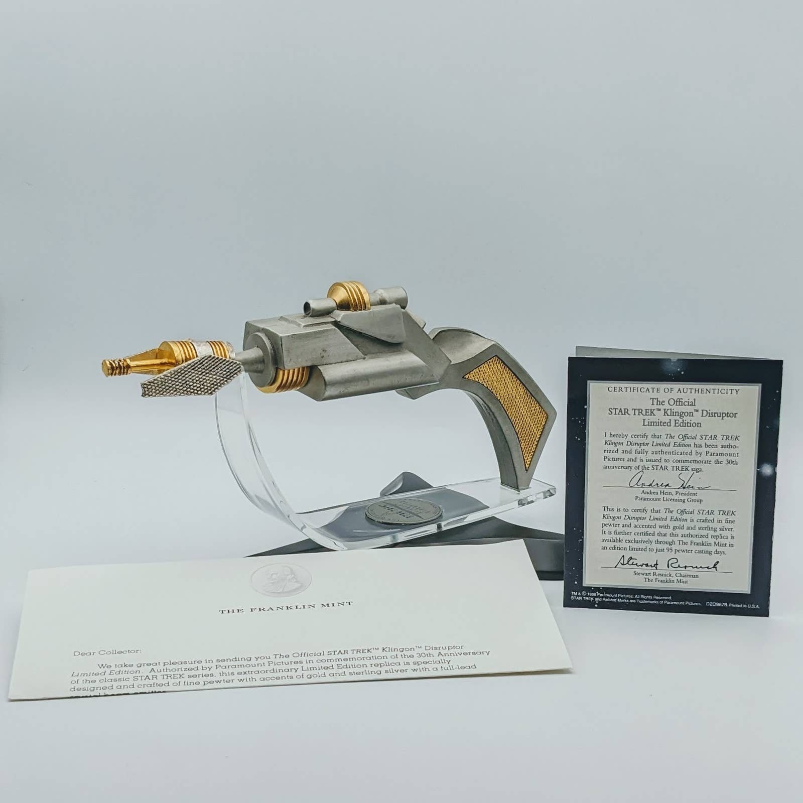 Franklin Mint - Jogo de xadrez de Star Trek - Banhado a ouro e