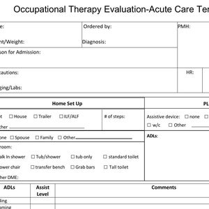 Digital File-Occupational Therapy Acute Care Evaluation Template