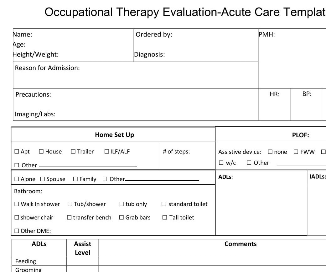 Digital File occupational Therapy Acute Care Evaluation Template Etsy Digital File occupational Therapy Acute Care Evaluation Template Etsy