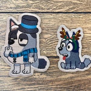 Zestaw haftowanych naszywek świątecznych Doggie Cousin, Muffin Snowman, skarpetki Renifer, haftowane naszywki, Everday Carry, naszywki Headliner
