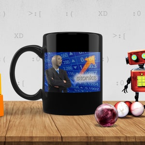Stonks mememok, mememok, memecadeau, dankbare meme, mok voor vriend, cadeau voor vriend, mok voor broer, cadeau voor broer, cadeau voor zus