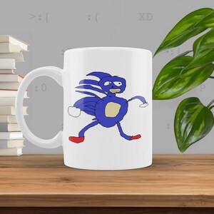 Sanic Meme Becher, Meme Kaffeebecher, lustige Tassen, lustige Tasse, lustiges Geschenk, Knebelgeschenk, lustiger Mitarbeiter Geschenk, Dank Meme Becher
