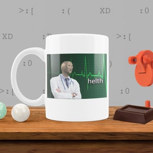 Tazza con meme sulla salute, tazza da caffè con meme, tazze divertenti, tazza da caffè divertente, regalo divertente, regalo scherzoso, regalo divertente per colleghi, meme "Dank", tazza con meme "Dank"