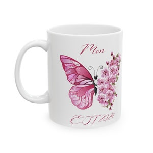 Taza de cafe,Taza para mama, Regalo para mama, Dia de las madres, Taza para abuela,Regalo para abuela, Taza con flores y maripoza