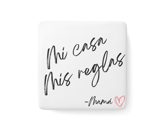 Aimant en porcelaine, Iman de Porcelana, Aimant carré en porcelaine, Aimant pour réfrigérateur, Iman para Refrigerador, Dia de las Madres, Cadeau pour la fête des Mères