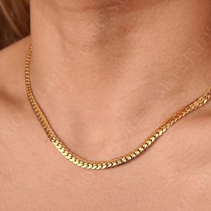 18K Gold Snake Chain Necklace, Herringbone Chain, Curb Chain, Cuban Link Chain Layered Necklace, Gift for Mom, Gift For Her, Gift For Him