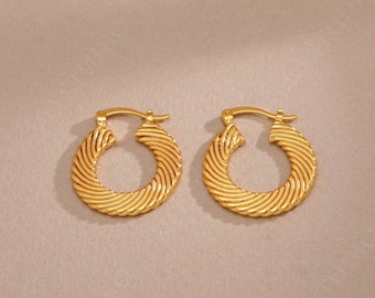 Dikke gouden statement-oorbellen, grote gouden ventilatorhoepels, gewaagde hoepels, vintage hoepeloorbellen, klassieke hoepels, boho-hoepeloorbellen