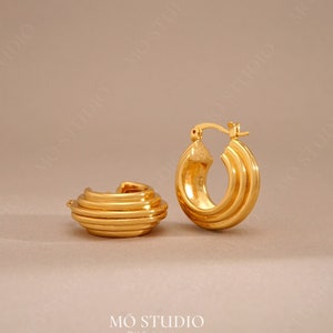 Chunky Gold Hoop Earrings, Thick Gold Hoops, Gold Hoop Earrings, Huggie Hoop Earrings, Small Hoop Earrings, Boho Hoop Earrings