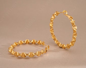 18k Chunky Gold Twisted Hoop Earrings, Large Hoop Earrings, Bold Hoop  Earrings, Big Hoop Earrings, Thick Hoop Earrings, Minimalist Hoops