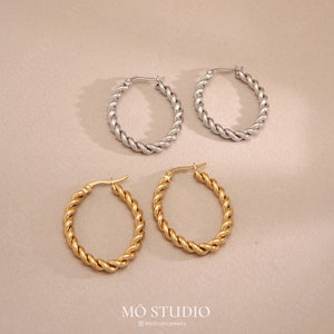 Chunky Gold Twisted Hoop Earrings, Large Minimalist Statement Rope Hoop Earrings, Big Thick Gold Hoops, Gold Bold Boho Chic Hoops Earrings