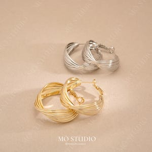 Large Gold Silver Hoop Earrings, Chunky Twisted Gold Hoop Earrings, Hoop Earrings Gold, Thick Gold Hoops, Chunky Gold Hoops,  Hoop Earrings