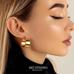 Gold Large Hoop Earrings Chunky Small Thick Gold Hoop Earring Silver Bold Wide Earring Chic Thick Hoop Earrings Big Oversized Hoops