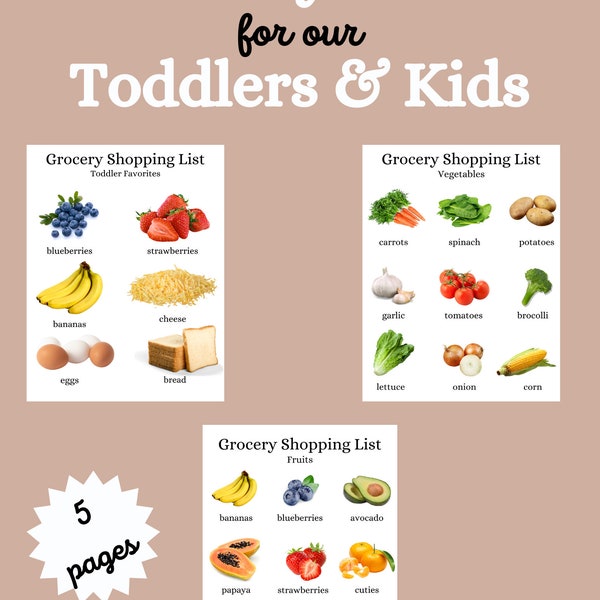 Grocery Lists for Toddler & Kids | Homeschool Printables | Lifeskills for Kids |  Preschool - 2nd  |  Grocery Lists  | Toddler Printables