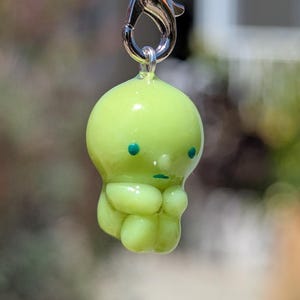 Little Green Guy Glow-in-the-dark Charm | Polymer Clay Phone Charm | Gift for Friend
