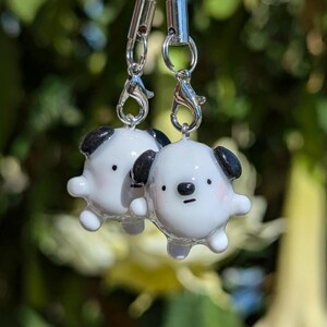 Black and White Dog Phone Strap & Charm | Polymer Clay Keychain | Birthday Gift