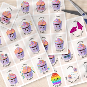 Set van 27 niet-sprekende communicatiekaarten: neurodivergerend ondersteunend communicatiemiddel, school, autisme, ADHD, AAC afdrukbaar, pastelcake