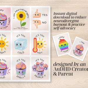 81 niet-sprekende communicatiekaarten: digitale download, autisme, ADHD, OC-strategieën en -hulpmiddelen, afdrukbare cadeau-ideeën voor de feestdagen, pastelkleurige cupcakes