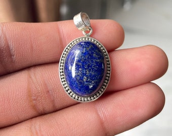 Pendentif Lapis Lazuli 925 Pendentif en argent sterling Pendentif en pierres précieuses réelles Bijoux vintage faits à la main Cadeau de la Saint-Valentin Bijoux Lapis Lazuli