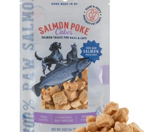 Soft SALMON Poke Dog Treats – Chewy Texture, Freeze Dried, Cat Friendly, Made in the USA, Single Ingredient, 100% Salmon