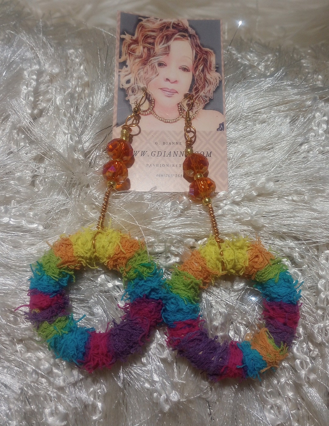 Scrubby Yarn Hoop Wood Handmade Earrings Etsy