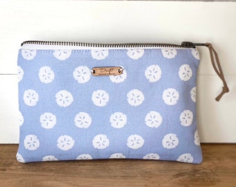 Zip Pouch in Sand Dollar Print, Accessories  Bag,  Makeup Bag, Cosmetics Bag, Toiletries Bag, Accessories Case, Crochet Hook Bag, Pouch