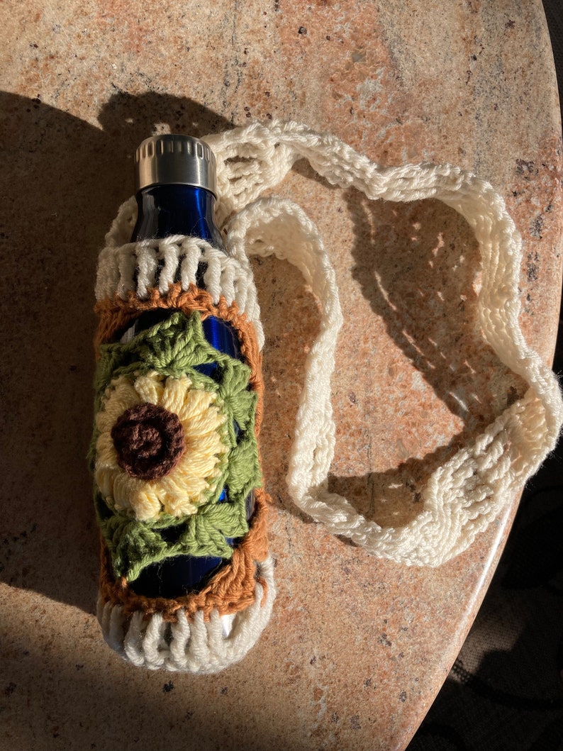 Sunflower Crochet Water Bottle Holder Etsy