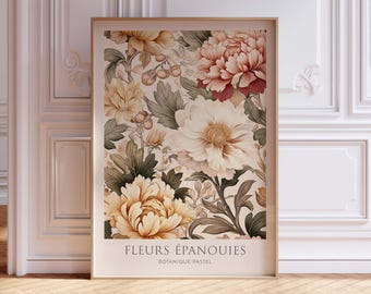 Póster de flores vintage, decoración floral abstracta, motivo floral, arte botánico.