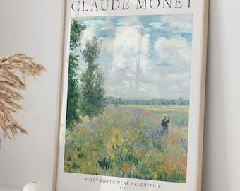 Frau im Mohnfeld Poster mit Motiv von Claude Monet im Skandi Stil, Poppy Fields near Argenteuil, Feld von Mohnblumen