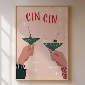 CIN CIN poster, moderne wandkunst voor bar, keuken en eetkamer in minimalistisch design