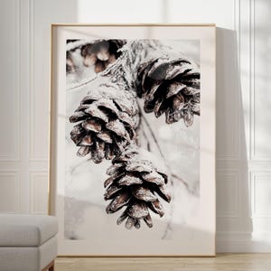 Tannenzapfen Poster, winterliche Naturfotografie, kunstvolle Winter und Weihnachtsdekoration