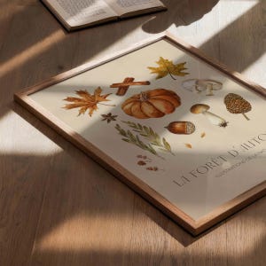 Autumn elements poster, watercolor collage with autumn ornaments, cozy autumn decoration image 5