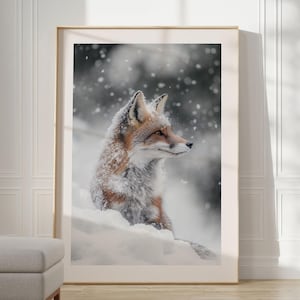 Fuchs im Winter Poster, winterliche Naturfotografie, kunstvolle Winter und Weihnachtsdekoration