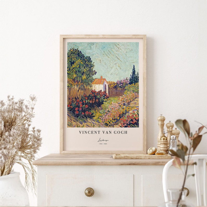 Flower garden poster, classic painting by Vincent van Gogh in Scandi style, landscape motif image 7