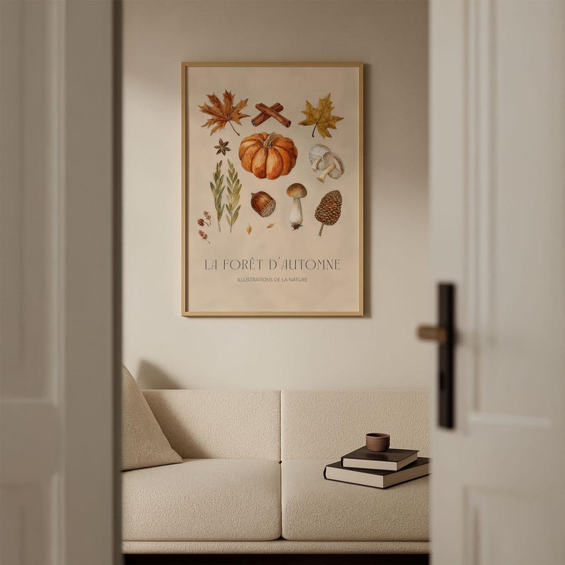 Autumn elements poster, watercolor collage with autumn ornaments, cozy autumn decoration image 3
