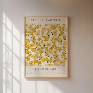 Póster floral vintage, impresión artística retro con encanto francés, ilustración botánica, arte mural minimalista.