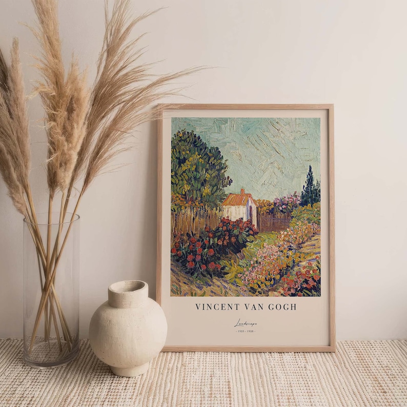 Flower garden poster, classic painting by Vincent van Gogh in Scandi style, landscape motif image 3