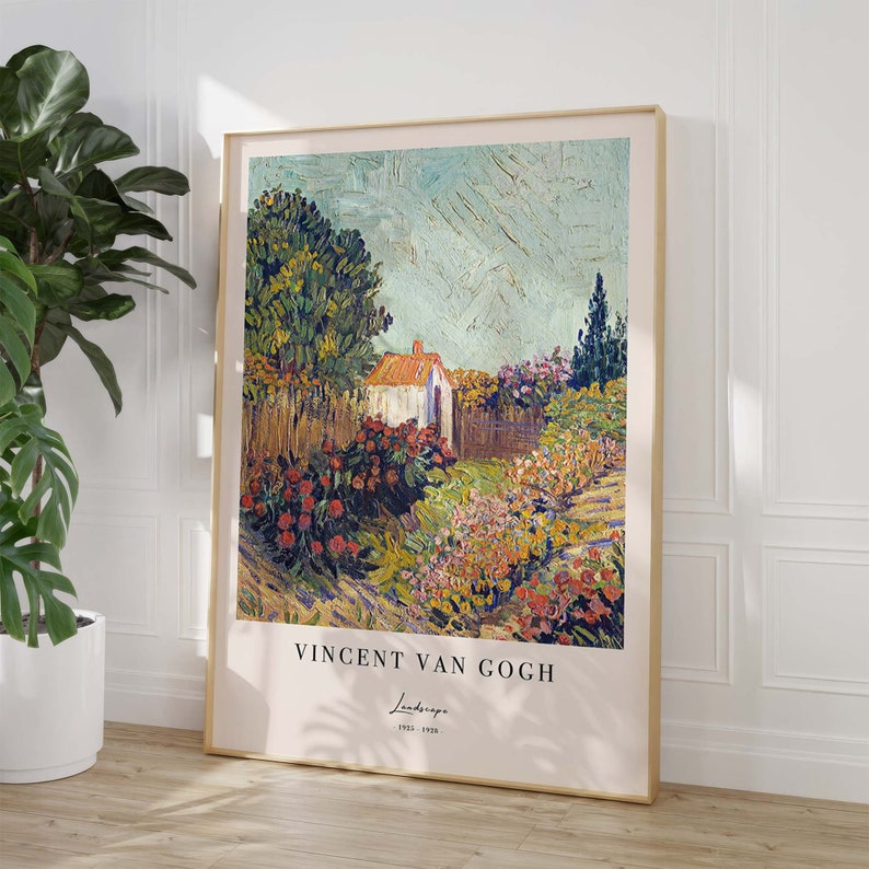 Flower garden poster, classic painting by Vincent van Gogh in Scandi style, landscape motif image 4