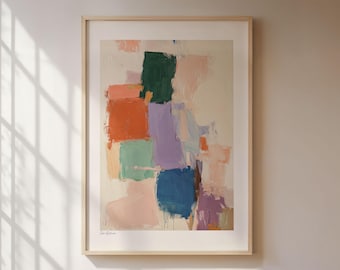 Expressionist painting poster, modern art print of an abstract oil painting in Scandinavian style