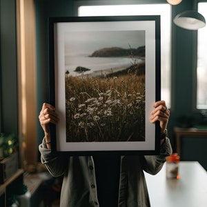 Daisies by the Ocean Poster, Nature Photography of Flowers on the Beach Overlooking the Sea image 7