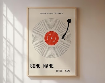 Gepersonaliseerde muziekposter, je favoriete nummer als vinylplaat, een geweldig cadeau voor muziekliefhebbers, stellen of voor speciale gelegenheden.
