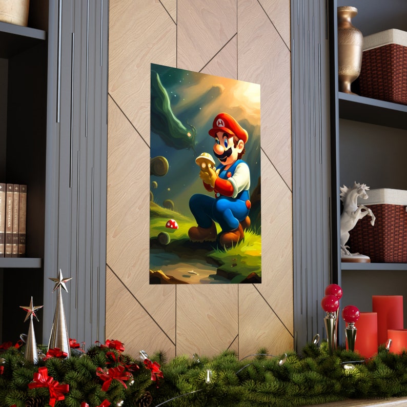 Mario Eats Mushroom Mario Poster Cool Poster Funny Poster Etsy
