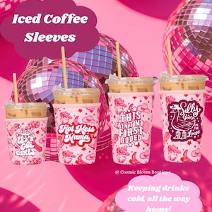 Pink Cowgirl Iced Coffee Sleeves